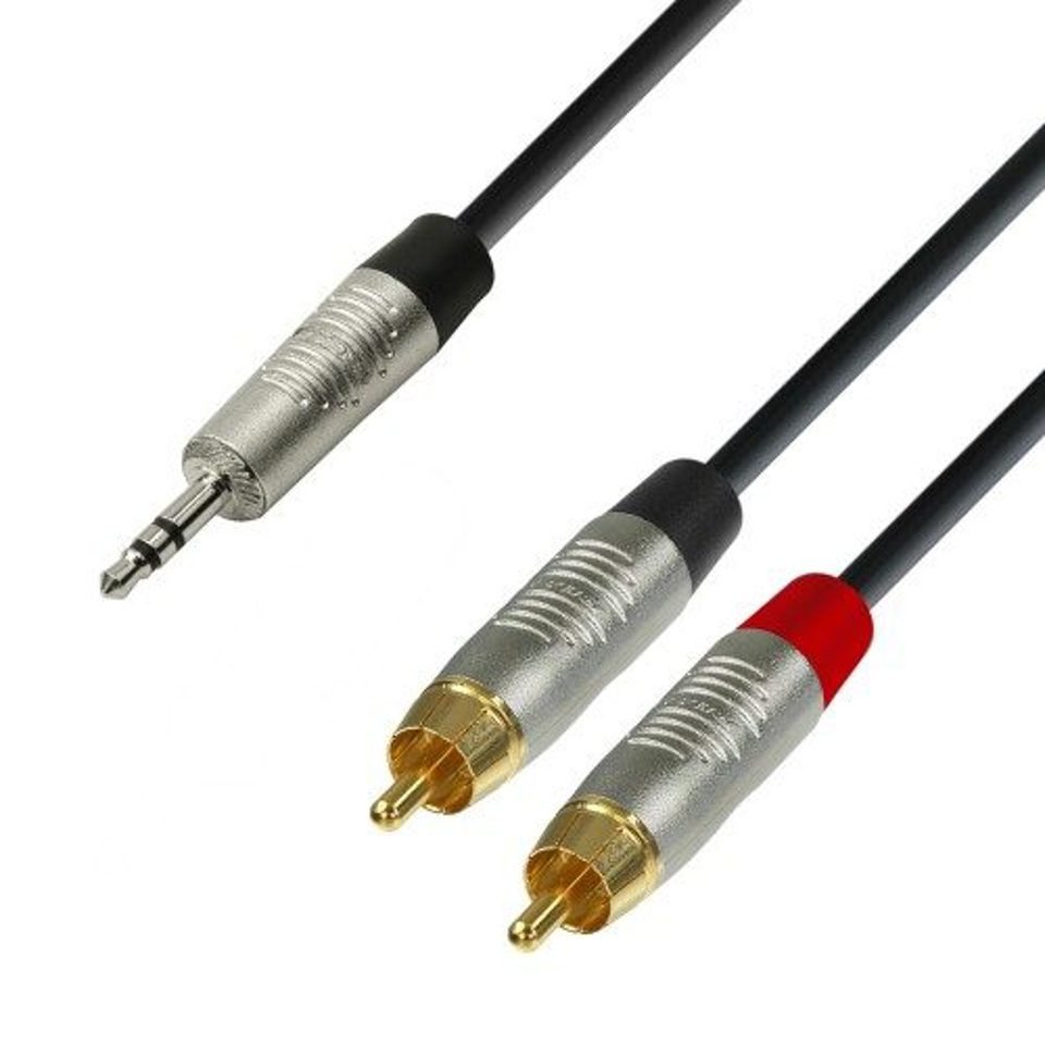 Audio Cable REAN 3.5 mm Jack stereo to 2 x RCA male 3 m High Quality
