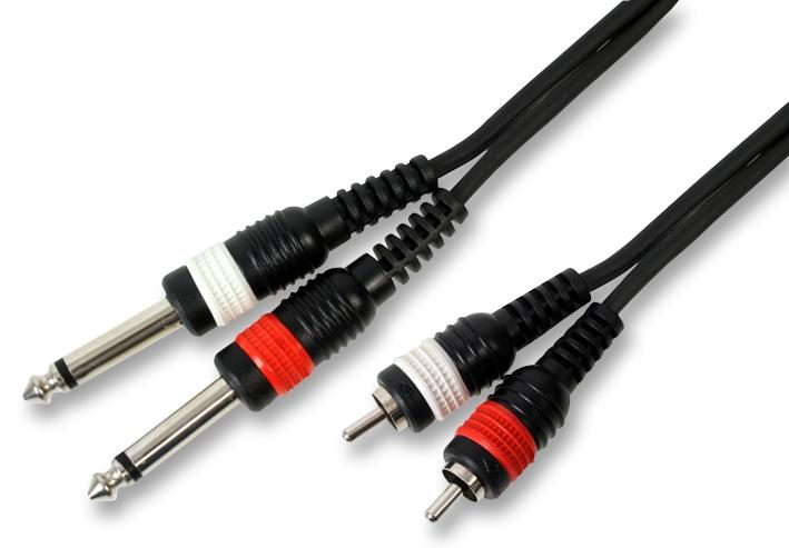 2x RCA to 2x TS 6.35mm Jack Cable Lead - 1.5m