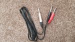 6.35mm 1/4" Mono Jack to 2 6.35mm Mono Jack Male Cable - front view