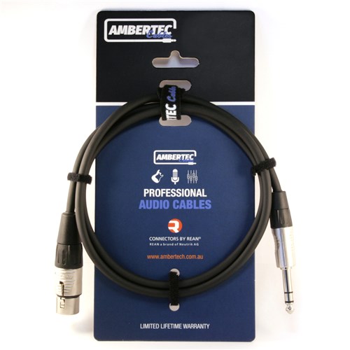 Microphone cable, 5m, REAN XLRF to 6.35mm TRS - front view