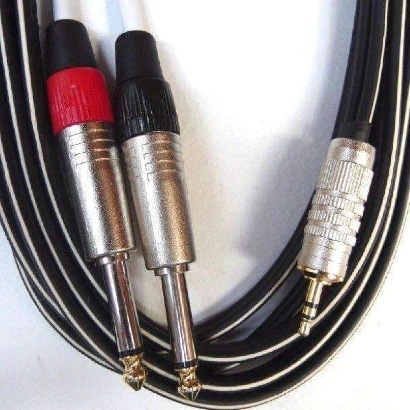 EWI 3.5mm TRS Jack To 2 x 6.5mm TS Jacks 10 Ft 3m - front view