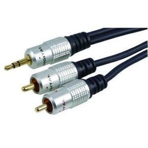 3.5mm Jack to 2x RCA Metal Connectors Cable Lead 5m