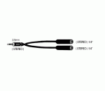 EWI 3.5mm TRS Male To 2 x 6.5mm TRS Female Jacks - front view