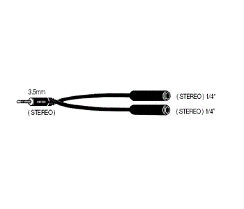 EWI 3.5mm TRS Male To 2 x 6.5mm TRS Female Jacks - front view