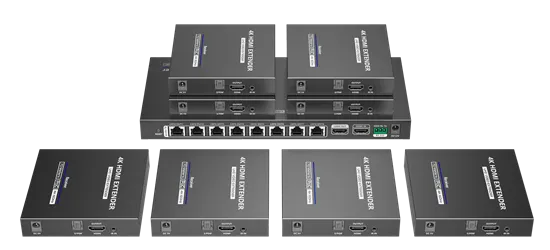 LENKENG 1-In-8-Out 4K@60Hz HDMI Extender. 1x HDMI in & 8x RJ45 out.