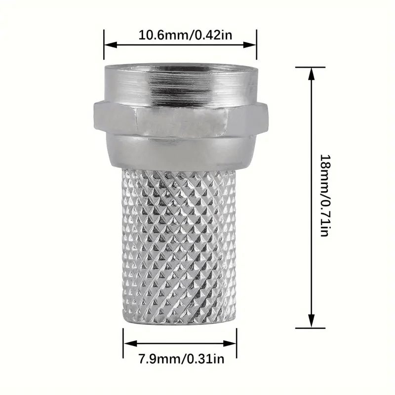 Twist-On Coaxial Connectors, RG6 F-Type Male Adapter - front view