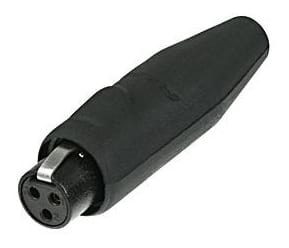 TINY XLR cable connector 3-pole, female, black housing, gold plated contacts, water resistant boot