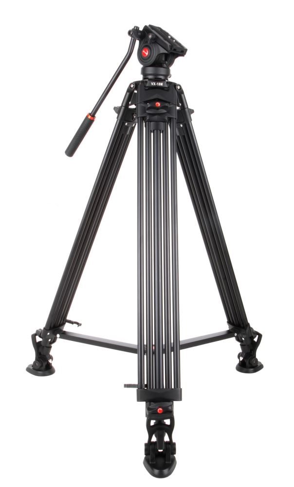 1.8M Professional Heavy Duty Stable Video Tripod + Fluid Pan Head + Carry Bag - front view