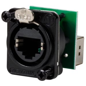 D-TYPE RECEPTACLE REAR RJ-45 FEED-THRU SOCKET BLACK