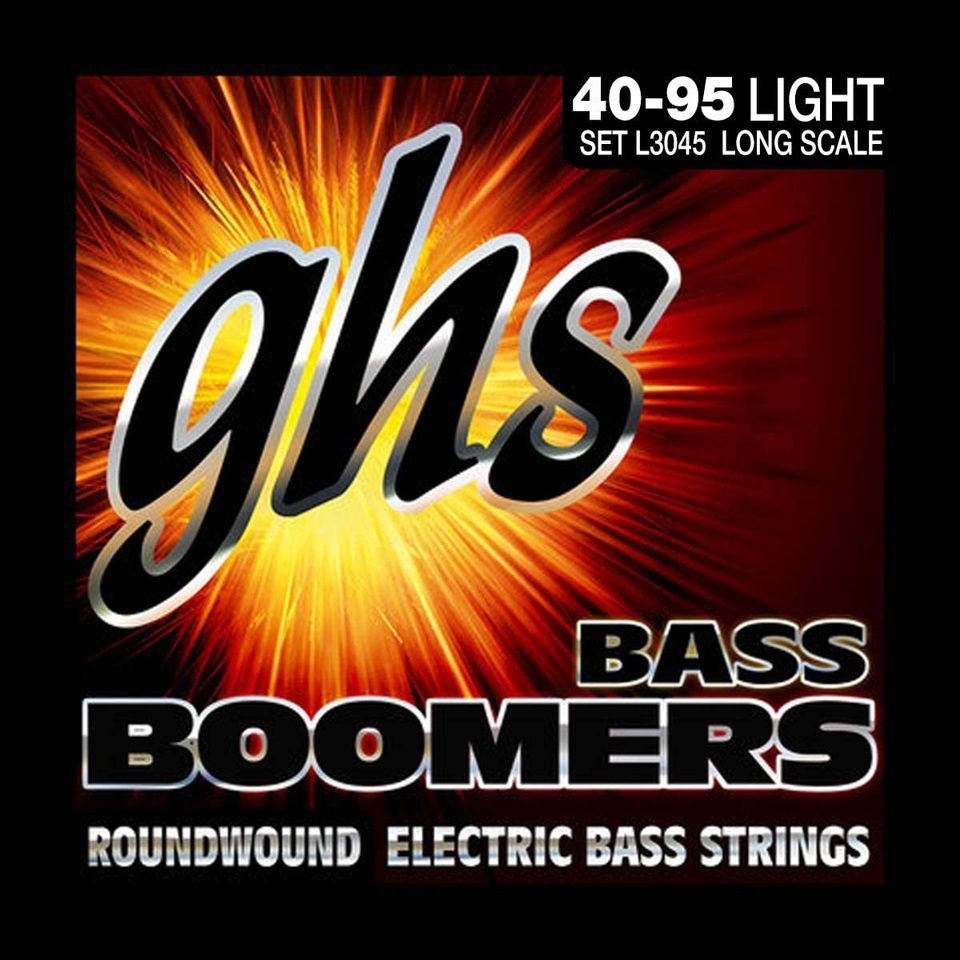 GHS Strings L3045 4-String Bass Boomers, Nickel-Plated Electric Bass Strings, Long Scale, Light (.040-.095)