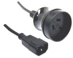0.5m 3-Pin Socket To IEC C14 Male Connector. - front view