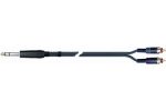 1M - 6.3mm straight stereo jack to 2 x RCA jacks - front view