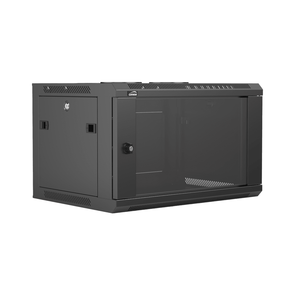 Caymon PR406R-B – 19″ Wall-Mount Rack (6U, Black)