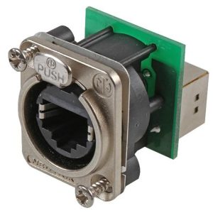 D-TYPE RECEPTACLE REAR RJ-45 FEED-THRU SOCKET NICKEL