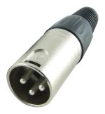 XLR Connector, 3 Contacts, Plug, Cable Mount, Silver Plated Contacts, Metallised Plastic Body