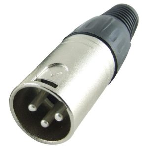 XLR Connector, 3 Contacts, Plug, Cable Mount, Silver Plated Contacts, Metallised Plastic Body - front view