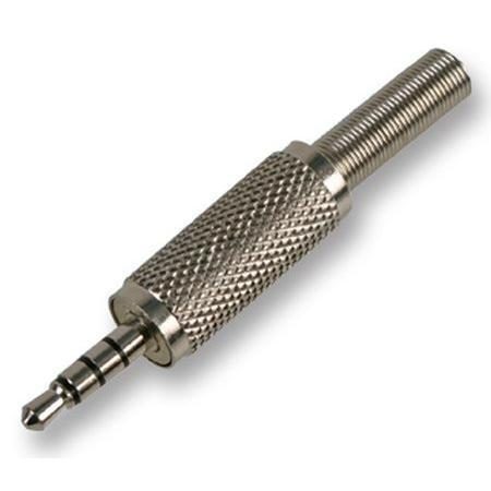 3.5mm Metal TRRS Stereo Jack Cord Connector Single - front view