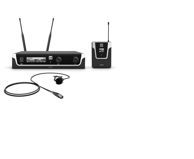 LD Systems Wireless Microphone with Bodypack, and Lapel - front view