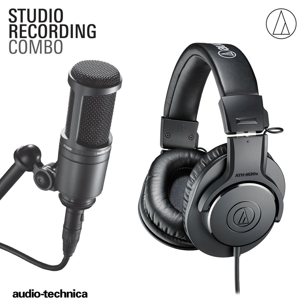 Audio Technica Studio Recording Combo Pack (ATH-M20X Headphone + AT2020 Microphone) - front view