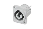 powerCON chassis connector, power-out, grey - front view