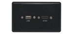 HDMI USB A Black Wallplate Dual Cover With Flyleads