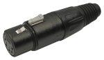 5-Pin Female XLR Connector – Cable Mount, Black Metal Body (DMX) - front view