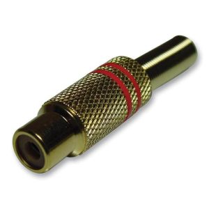 Red In-Line Gold Plated RCA Female Jack