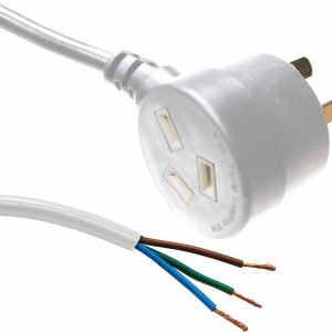 DYNAMIX 3M 3-Pin Tapon Plug To Bare End, 3 Core 1mm Cable, White