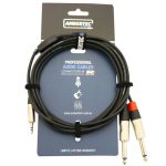 3m REAN 3.5mm TRS plug - 2 x 6.35mm TS plug - front view