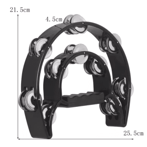 Double Layer Tambourine Half Moon Shape Black- 22cm