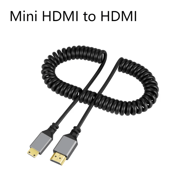 Male Mini HDMI to Male HDMI Coiled Cable 2m