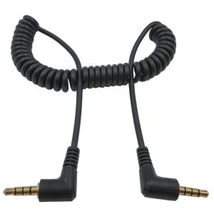 TRRS to TRRS Right-Angle 3.5 mm Male-to-Male Coiled Cable – 1.5 m Extended Length