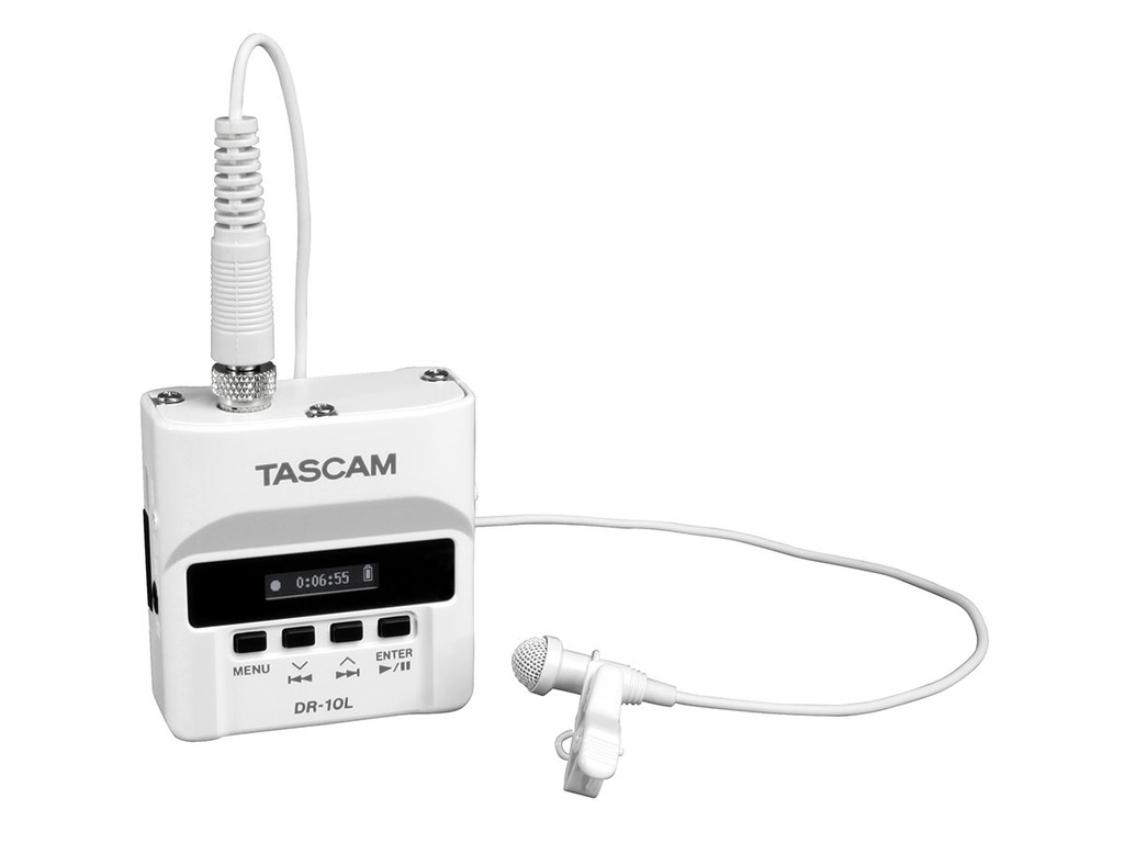 Tascam DR-10L Lapel Audio Recorder White - front view
