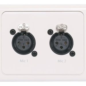 Dual 3 Pin XLR Horizontal Microphone Wallplate Dual Cover - front view