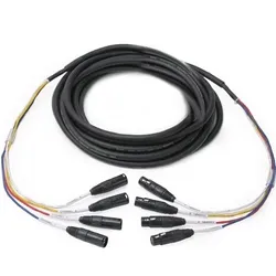 EWI 20ft (6m) 4 Channel XLR Patch Snake – Dual Fantail Male to Female - front view